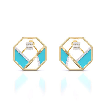 Ivana Jewels Earrings Yellow Gold / 14KT Matrix Octagon Earrings