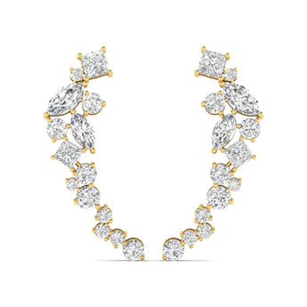Ivana Jewels Earrings Yellow Gold / 14KT Multi-Shape Diamond Climber Earrings