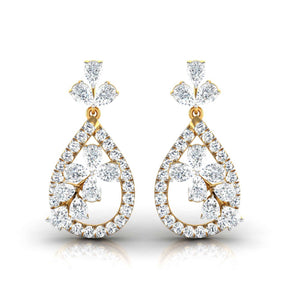 Ivana Jewels Earrings Yellow Gold / 14KT Pear & Round Cut Diamond Teardrop Drop Earrings