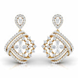Ivana Jewels Earrings Yellow Gold / 14KT Pear & Round Cut Diamonds Encrusted Sides Drop Earring