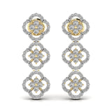 Ivana Jewels Earrings Yellow Gold / 14KT Round Cut Diamond Three Steps Drop Earring