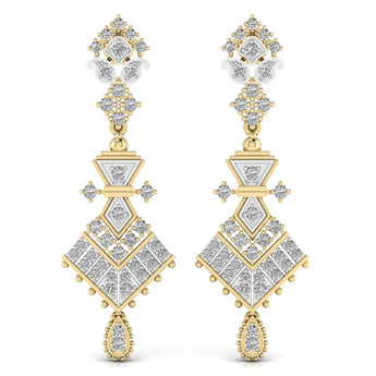 Ivana Jewels Earrings Yellow Gold / 14KT Royal Style Round Cut Diamond Dangler Earring