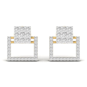Ivana Jewels Earrings Yellow Gold / 14KT Square Style Round Cut Diamond Earring Studs