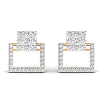 Ivana Jewels Earrings Yellow Gold / 14KT Square Style Round Cut Diamond Earring Studs