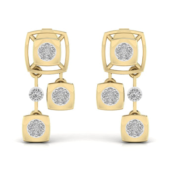 Ivana Jewels Earrings Yellow Gold / 14KT Two Tiered Diamond Earring