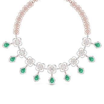 Ivana Jewels Necklace Fancy Shape Diamonds & Round Shape Diamonds Necklace