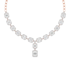 Ivana Jewels Necklaces Rose Gold / 14KT Baguette Diamond Drop Necklace