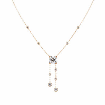 Ivana Jewels Necklaces Rose Gold / 14KT Dainty Crystal Chain Necklace