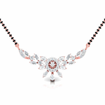 Ivana Jewels Necklaces Rose Gold / 14KT Fancy & Round Diamond Floral Mangalsutra with Central Diamond
