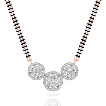 Ivana Jewels Necklaces Rose Gold / 14KT Three Circle Of Round Diamond Mangal sutra Pendant