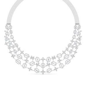 Ivana Jewels Necklaces White Gold / 14KT Baguette & Round Diamond Necklace