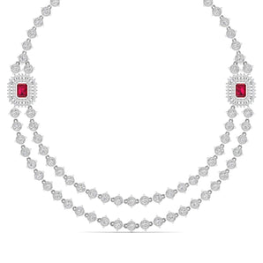 Ivana Jewels Necklaces White Gold / 14KT Double Chain Diamond Necklace