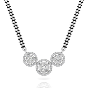 Ivana Jewels Necklaces White Gold / 14KT Three Circle Of Round Diamond Mangal sutra Pendant