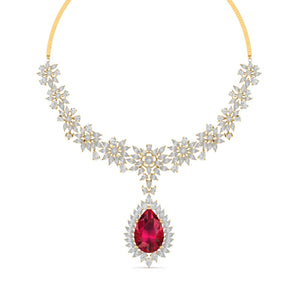 Ivana Jewels Necklaces Yellow Gold / 14KT Dazzling Ruby Diamond Necklace