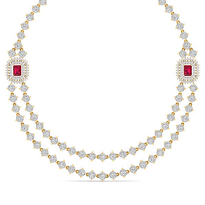 Ivana Jewels Necklaces Yellow Gold / 14KT Double Chain Diamond Necklace