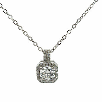 Ivana Jewels Pendant 1 Carat Solitaire Round Diamond Halo Of Light Pendant