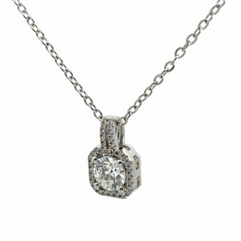Ivana Jewels Pendant 1 Carat Solitaire Round Diamond Halo Of Light Pendant