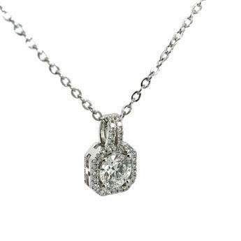 Ivana Jewels Pendant 1 Carat Solitaire Round Diamond Halo Of Light Pendant