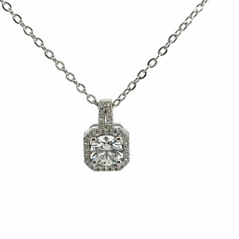 Ivana Jewels Pendant White Gold / 14KT 1 Carat Solitaire Round Diamond Halo Of Light Pendant