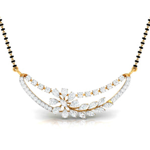 Ivana Jewels Pendant Yellow Gold / 14KT Fancy & Round Diamond Crescent Moon Mangalsutra