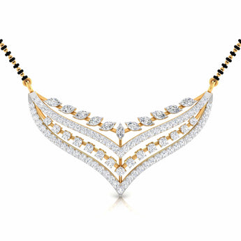 Ivana Jewels Pendant Yellow Gold / 14KT Marquise & Round Cut Diamond Cascade Mangalsutra
