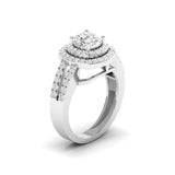 Ivana Jewels Ring Cushion Cut Diamond Engagement Ring with Pave Band