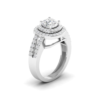 Ivana Jewels Ring Cushion Cut Diamond Engagement Ring with Pave Band