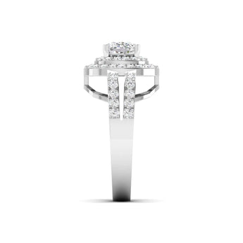 Ivana Jewels Ring Cushion Cut Diamond Engagement Ring with Pave Band