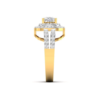 Ivana Jewels Ring Cushion Cut Diamond Engagement Ring with Pave Band