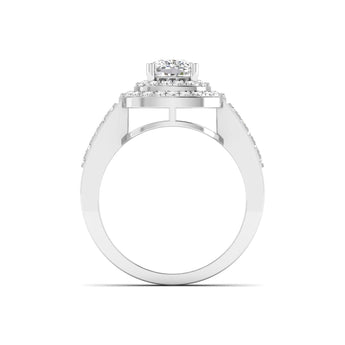Ivana Jewels Ring Cushion Cut Diamond Engagement Ring with Pave Band