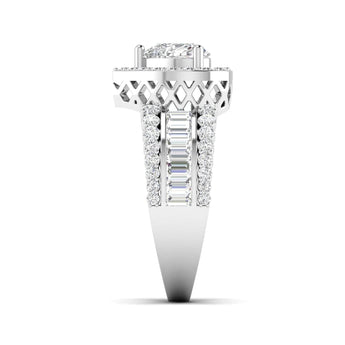 Ivana Jewels Ring Heart Cut Diamond Engagement Ring with Baguette Side Stones
