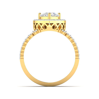 Ivana Jewels Ring Heart Cut Diamond Engagement Ring with Baguette Side Stones