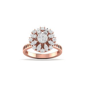 Ivana Jewels Ring Rose Gold / 14KT Brilliant Diamond Flower Cocktail Ring