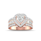 Ivana Jewels Ring Rose Gold / 14KT Heart Cut Diamond Engagement Ring with Baguette Side Stones