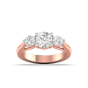 Ivana Jewels Ring Rose Gold / 14KT Trellis Setting Three Stone Diamond Ring