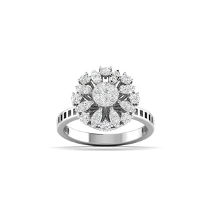 Ivana Jewels Ring White Gold / 14KT Brilliant Diamond Flower Cocktail Ring