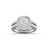 Ivana Jewels Ring White Gold / 14KT Cushion Cut Diamond Engagement Ring with Pave Band