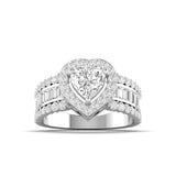 Ivana Jewels Ring White Gold / 14KT Heart Cut Diamond Engagement Ring with Baguette Side Stones