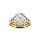 Ivana Jewels Ring Yellow Gold / 14KT Cushion Cut Diamond Engagement Ring with Pave Band