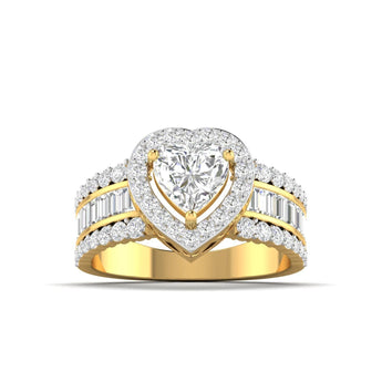 Ivana Jewels Ring Yellow Gold / 14KT Heart Cut Diamond Engagement Ring with Baguette Side Stones