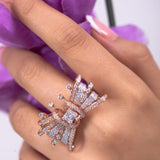 Ivana Jewels Rings 14KT Baguette & Round Diamond Butterfly Ring