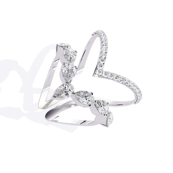 Ivana Jewels Rings Asymmetrical Diamond Butterfly Ring