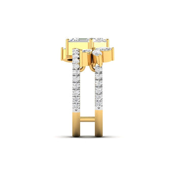 Ivana Jewels Rings Bridal Emerald Cut Diamond Ring with Marquise Accents