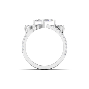 Ivana Jewels Rings Bridal Emerald Cut Diamond Ring with Marquise Accents