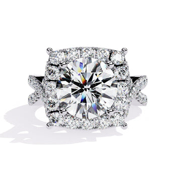 Ivana Jewels Rings Milgrain Diamond Halo Engagement Ring