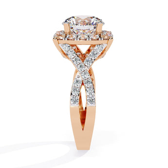 Ivana Jewels Rings Milgrain Diamond Halo Engagement Ring