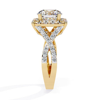 Ivana Jewels Rings Milgrain Diamond Halo Engagement Ring