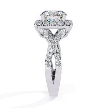 Ivana Jewels Rings Milgrain Diamond Halo Engagement Ring