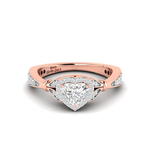 Ivana Jewels Rings Rose Gold / 14KT 0.56ct Round & Heart Diamond Halo Ring