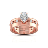 Ivana Jewels Rings Rose Gold / 14KT 1.01 Carat Centre Solitaire Oval Diamond Celestial Circle Ring